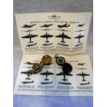 TWO MILITARY COMPASSES and two silhouette plane recognition charts