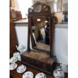 AN 18TH CENTURY QUEEN ANNE STYLE WALNUT FRAMED DRESSING MIRROR fitted four drawers, 31" high x 17.5"