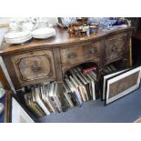 A GEORGE III MAHOGANY SERPENTINE FRONTED SIDEBOARD, 36" high x 54" wide