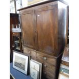 A GEORGE III MAHOGANY LINEN PRESS, (slides missing) 77.5" high x 51" wide