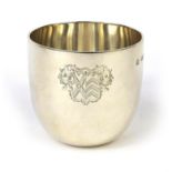 Silver tumbler cup by Roberts & Briggs London 1865, engraved with the arms of Merton, Bishop of