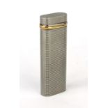 Cartier silver plated lighter with engine turned decorated, numbered 44241T to the base, 7cm