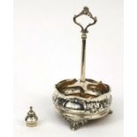 Victorian silver cruet stand embossed with flowers and foliage, 22cm high : For Further Condition