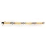 18ct white gold diamond and pearl three row bracelet, 18cm long, approximate weight 10.5g : For