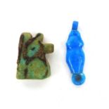 Two Egyptian amulets comprising one Eye of Horus and one Armana, the larger 1.7cm long : For Further