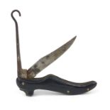 Novelty shoe shaped folding pen knife and button hook, 7cm long : For Further Condition Reports