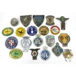 Collection of motoring interest car badges, some enamelled examples, including The Grasshoppers