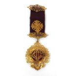 Royal order of the buffalos PGL No.1 Provence CMB 9ct gold and enamel Jewel, presented to Sir F