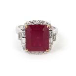 18ct white gold ruby and diamond ring, size N, approximate weight 6.4g : For Further Condition