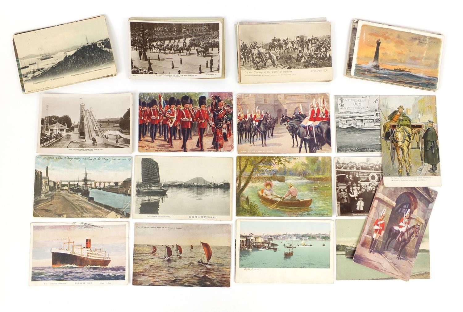 Group of postcards including aviation, railwayana, Military and Chinese examples, some photgraphic :