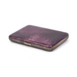 Silver and purple guilloche enamelled cigarette case, AJ & Co 925, 8cm high x 5cm wide,