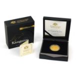 Boxed Kangaroo at sunset $100 gold proof coin