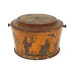 Regency penwork wooden lidded box and cover decorated in the chinoiserié manner with figures, 16cm