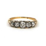 18ct gold diamond ring set with five graduated diamonds, size N, approximate weight 2.6g : For