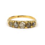 18ct gold diamond five stone ring with ornate setting, size Q, approximate weight 3.8g : For Further