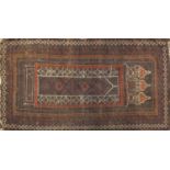 Rectangular Afghan Baluch prayer mat, decorated all over with a geometric design, 172cm x 90cm : For