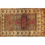 Rectangular Afghan prayer mat, decorated all over stylised motifs, 122cm x 73cm : For Further