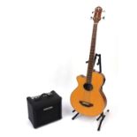 Crafter model BA400 EQ-N LH Acoustic guitar with Kustom CBA10X amp, carrying cases and accessories ,