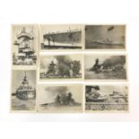 Group of eight black and white photographic postcards, each of the German Cruiser Admiral Graf