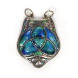 Murrle Bennett & Co Arts & Crafts silver enamelled pendant with stylised decoration, 3cm long,