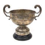 Large silver twin handled trophy, engraved 'The Avalon Tennis Challenge Bowl' for the ladies