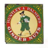 Vintage Huntley & Palmers ginger nuts enamel advertising sign, Reading and London England, 47cm x