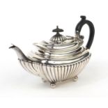 Silver fluted teapot, J D & S Sheffield 1910, 12cm high, approximate weight 293.0g : For Further