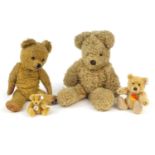 Four teddy bears comprising two Steiff examples, a Farnell example with jointed limbs and a