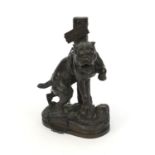 Charles Valton bronze study of an angry Bull Mastiff chained to a post 'Go to Sea', signed, 27cm