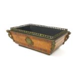 19th century French inlaid Kingwood and birds eye maple table wine cooler with liner, the ormolu