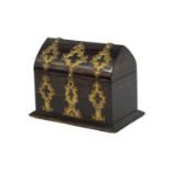 Victorian Coromandel stationery box, with hinged lid and applied brass studded decoration, 20cm high