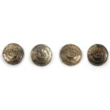 Set of four silver buttons each decorated with a clipper, TW London 1900, each approximately 2.3cm
