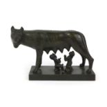 Bronze study of Capitoline the She-Wolf with Romulus and Remus, 14cm high :Request a condition