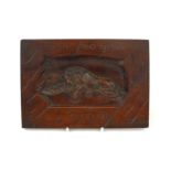 19th Century wooden memorial plaque depicting The Lion of Lucerne, 'Helvetiorum Fidei Ac Virtuti',