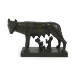 Bronze study of Capitoline the She-Wolf with Romulus and Remus, 14cm high