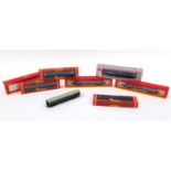 Seven Hornby OO gauge rolling stock, wagons and carriages, including three LMS first class coach,