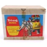 Tri-Ang Minic clockwork elephant and howdah with box, 16.5cm high