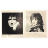 Brian May & Anita Dobson signed black and white photographs addressed to their daughter, each