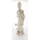 Large Chinese Blan De Chine figure of Guan Yin impressed Wai Ming Hong Kong to the base, 53cm high