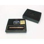 Cross 14kt rolled fountain pen with 18k gold nib, ink and fitted box