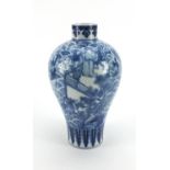 Chinese blue and white porcelain Meipeng vase hand painted with the eight immortals crossing the