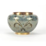 Oriental cloisonné vase enamelled with concentric circles and stylised flowers, 10.5cm high x 14.5cm