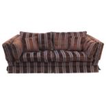 Duresta hand made four seater settee, with stripped upholstered lift off cushions,76cm high x 235