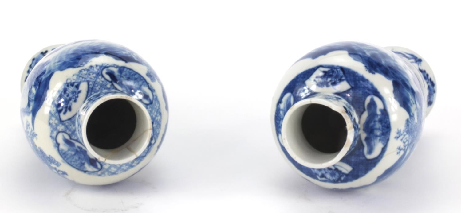 Pair of Chinese blue and white baluster vases, both hand painted with figures and a river landscape, - Image 6 of 9