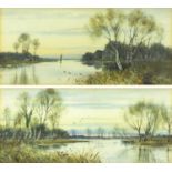 Robert Winchester Fraser - Pair of watercolours, titled On The Test and On The Bure, each mounted