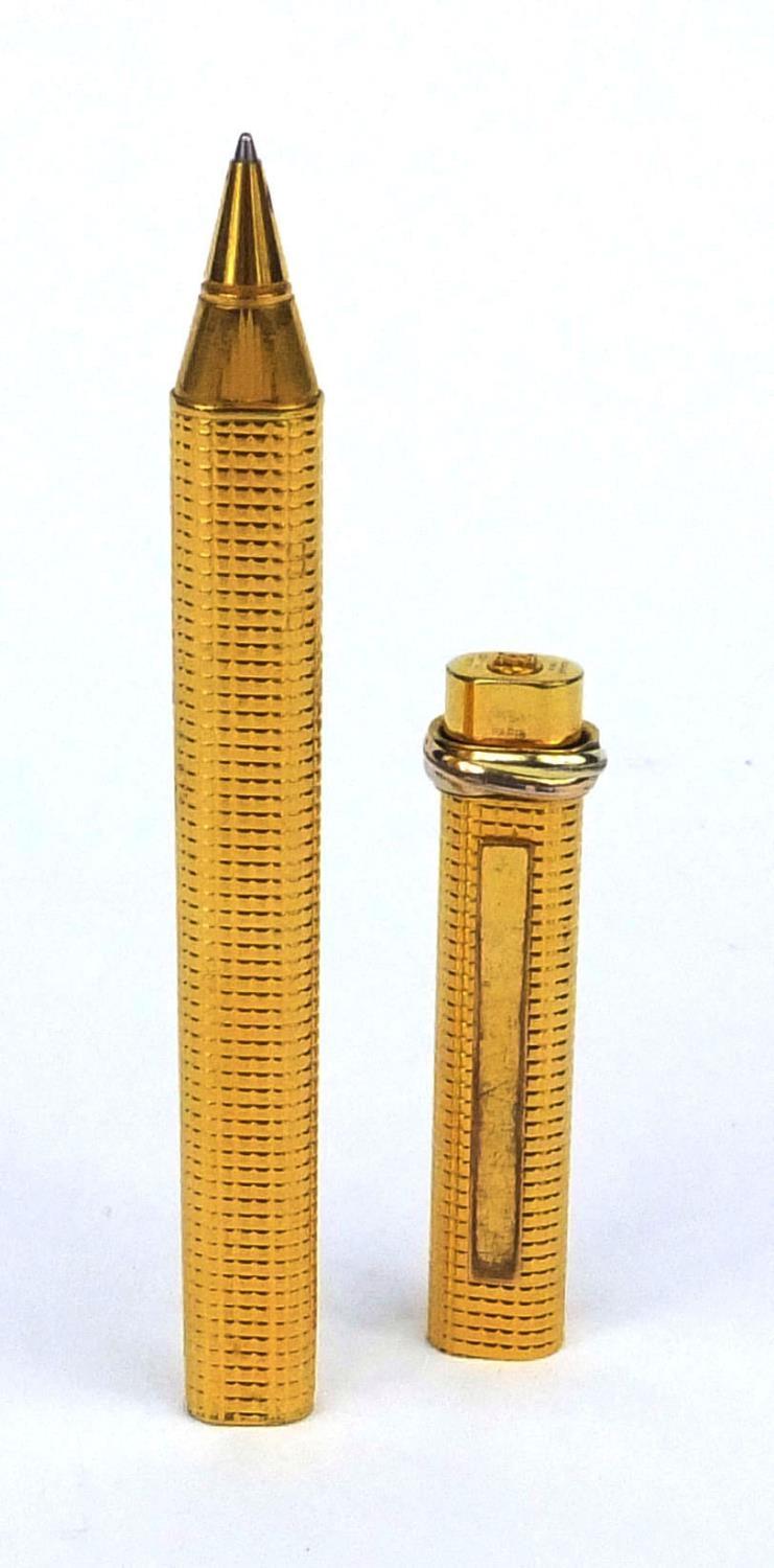 Cartier gold plated ballpoint pen with engine turned decoration, numbered 2298301 - Image 3 of 6