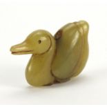 Chinese green duck carving, 4cm in length