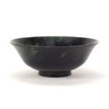 Chinese spinach green jade bowl, 13.5cm in diameter