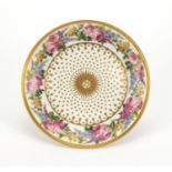 19th century Sevres plate by Francois Herbert Barbin, gilded and hand painted with flowers,