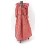 Victor Edelstein silk lined taffeta pink ball gown and bolero jacket, sizes 10, each with labels